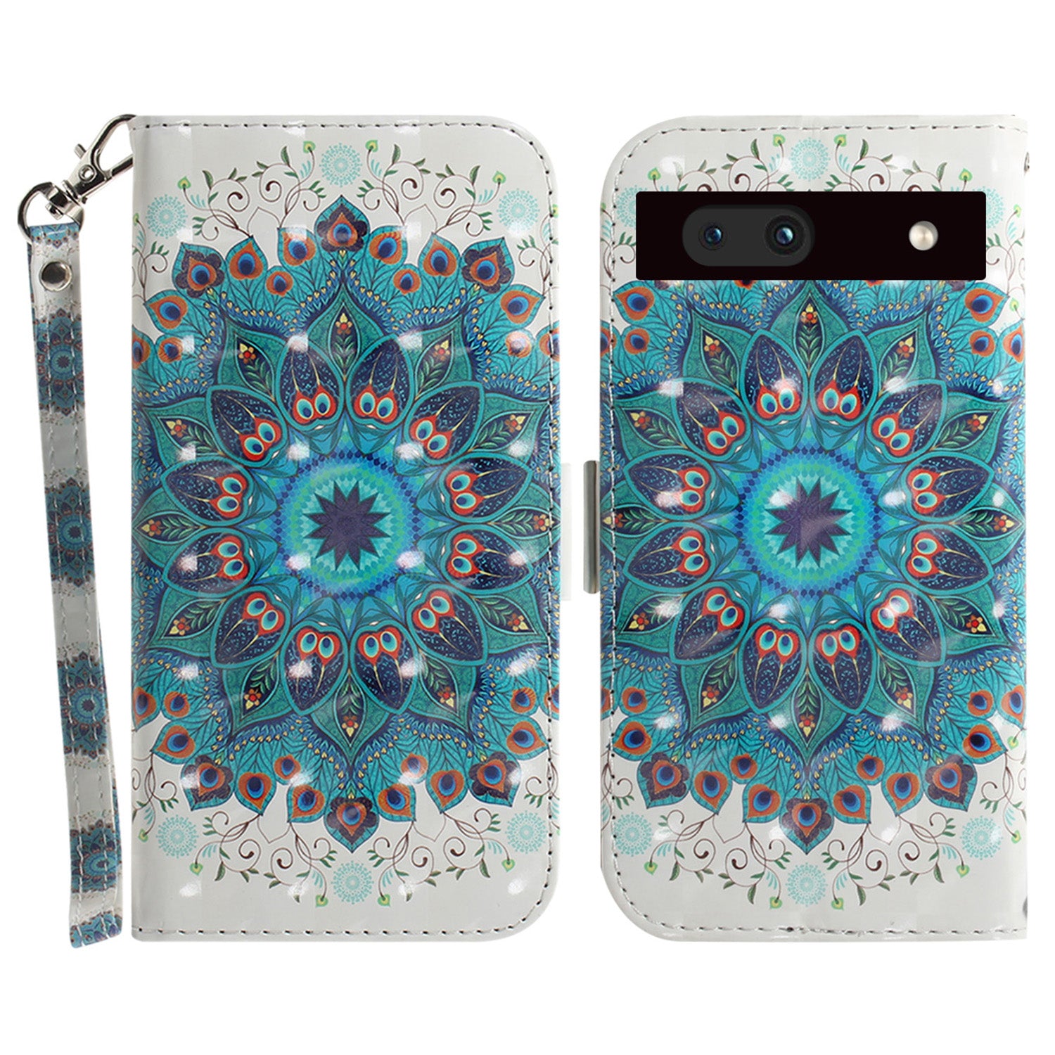 Shockproof Phone Cover Stand for Google Pixel 7a PU Leather 3D Pattern Printing Phone Flip Wallet Case with Strap Shockproof Phone Cover Stand for Google Pixel 7a PU Leather 3D Pattern Printing Phone Flip Wallet Case with Strap
